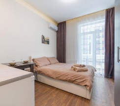 2-местные 1-комнатные апартаменты студия ул. Автозаводская, 23с931к3 с 1 двуспальной кроватью в Апартоника