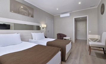 Однокомнатный двухместный  с двумя раздельными кроватями (без балкона, вид на стену) Главный корпус в Тетьково