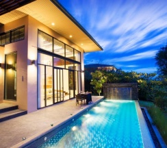 Двухместная вилла с видом на горы двуспальная кровать в The Private Pool Villas at Civilai Hill Khao Yai