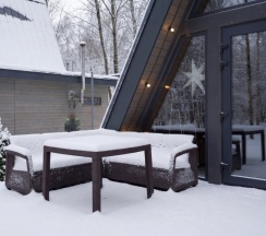 №6 A-Frame 50m2 с купелью (оснащение дома, стоимость купели и бани см. Подробнее) в Les holidays