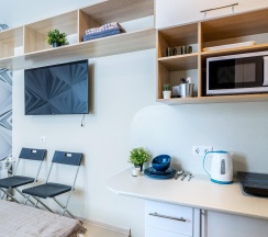 1-комнатные апартаменты эконом с 1 двуспальной кроватью (без окна) в Prim Rooms Apt Apartments (Прим Румс Апт Апартментс)