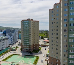 Двухместные апартаменты c 1 комнатой с балконом и с красивым видом из окна (двуспальная кровать) в Апартаменты Современная студия на Мира 300 12 этаж