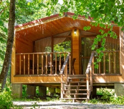 Двухместное шале Classic с красивым видом из окна двуспальная кровать в Forest house resort