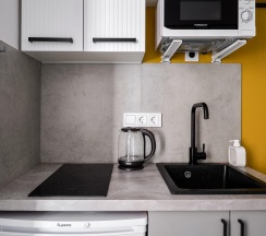 Апартаменты студия с 1 двуспальной кроватью в Apartments Private (Апартментс Прайвит) на шоссе Волоколамское