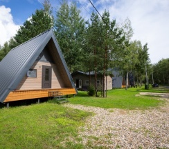 A-Frame № 5 (оснащение дома, стоимость купели и бани см. Подробнее) в Les holidays