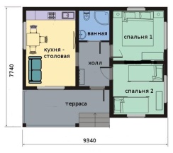 3-комнатный коттедж стандарт (Медовый) в Корница