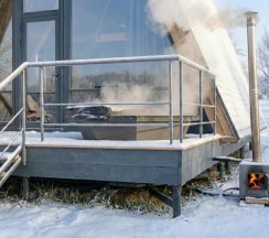 Дом древесный люкс с банным чаном №6. Первая линия. Можно с собаками в Трофимов Берег