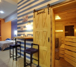 Студия с кухней с доп. кроватью и финской сауной "Леший" (сауна оплачивается отдельно) в Матросский