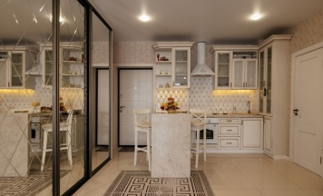 Четырёхместные апартаменты c 1 комнатой с балконом и с видом на город в Апартаменты Афина Паллада