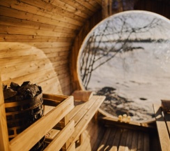 Лодж 3 с теплой купелью на террасе и видом на залив в Vyborg Bay