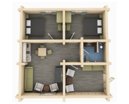 Коттедж стандарт с 2 двуспальными кроватями в Валдай ЭкоКлуб