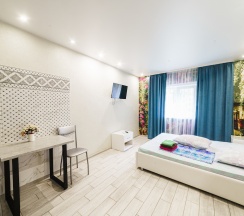 Двухместная студия с видом на город двуспальная кровать в Прометей