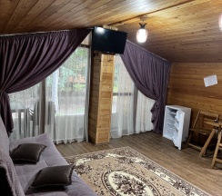 Двухместное шале Classic с красивым видом из окна двуспальная кровать в Forest house resort