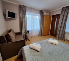 УЛУЧШЕННЫЙ 10 «КОМФОРТ ПЛЮС» С ТЕРРАСОЙ ЧЕТЫРЕХМЕСТНЫЙ НОМЕР С КРОВАТЬ DBL, ДВУСПАЛЬНЫМ ДИВАН НА 2 ЭТАЖЕ в Цитрус