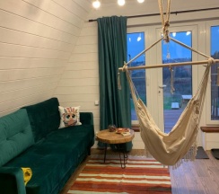 Двухместный коттедж Comfort с красивым видом из окна двуспальная кровать в Papino village