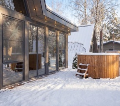 №7 A-Frame 100m2 с купелью и баней (оснащение дома, стоимость купели и бани см. Подробнее) в Les holidays