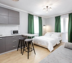 Двухместная студия с балконом двуспальная кровать в Апартаменты Студия Ladgorna на Грушевской 21