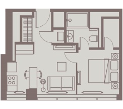 Апартаменты с 1 спальней Junior в Intermark Residence