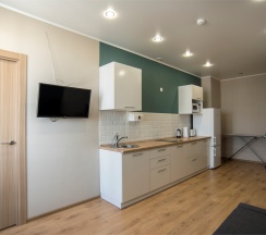 Апартаменты с гостиной и 2 спальнями. Вид на реку Казанку и аквапарк "Ривьера" в Sibgat Apartments