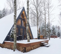 №2 A-Frame 60m2 с купелью (оснащение дома, стоимость купели и бани см. Подробнее) в Les holidays