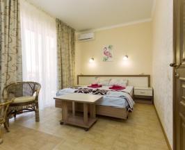 Номер стандарт с 1 двуспальной кроватью с балконом в ТриО