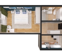 Однокомнатные апартаменты с видом на реку Казанку в Sibgat Apartments