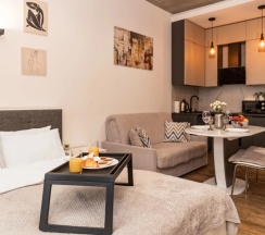 Двухместные апартаменты Premium с красивым видом из окна (двуспальная кровать) в Апартаменты SKY INN Color Grey