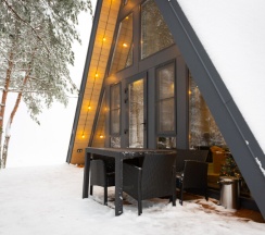 №3 A-Frame 60m2 с купелью (оснащение дома, стоимость купели и бани см. Подробнее) в Les holidays