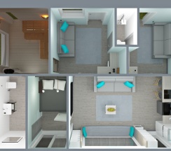 Двухместный коттедж с 3 комнатами с красивым видом из окна двуспальная кровать в Банный остров