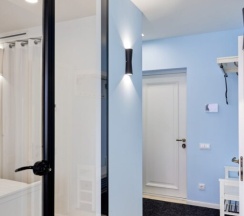 Двухместный люкс двуспальная кровать в Апартаменты Румер в современном жилом комплексе у ТЦ Дана Молл