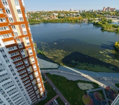 Двухместные апартаменты (двуспальная кровать) в Апартаменты Брутальный Лев на 23 этаже с панорамным видом на реку
