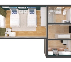 Однокомнатные двухместные апартаменты в Sibgat Apartments