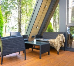 A-Frame № 1 (оснащение дома, стоимость купели и бани см. Подробнее) в Les holidays