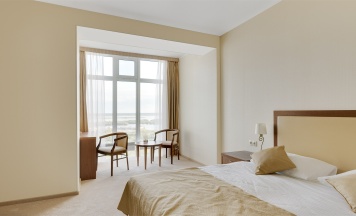СТАНДАРТ С БОЛЬШОЙ КРОВАТЬЮ И ПАНОРАМНЫМ ОКНОМ (DBL PANORAMA 21 этаж) в Gala Hotel