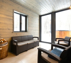 №7 A-Frame 100m2 с купелью и баней (оснащение дома, стоимость купели и бани см. Подробнее) в Les holidays