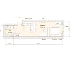 улучш. апартаменты 37 м с кроватью и диваном (центр, ул. Сакко, 24, "Vivaldi"), 419 в Viva aparts