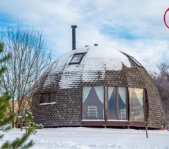 Купольный коттедж-сфера двухэтажный с камином №11 в Караван