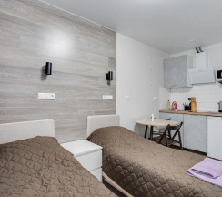 1-комнатные апартаменты студия с 2 односпальными кроватями в Home Like (Хоум Лайк) на бульваре Эйнштейна 4