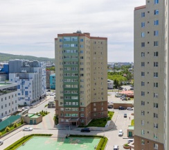 Двухместные апартаменты c 1 комнатой с балконом и с красивым видом из окна (двуспальная кровать) в Апартаменты Современная студия на Мира 300 12 этаж
