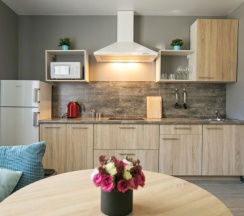 Студия Powder и Aquamarine с одним окном в New Horizon Ovechkin Apartments