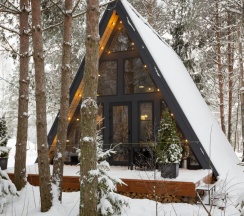 №3 A-Frame 60m2 с купелью (оснащение дома, стоимость купели и бани см. Подробнее) в Les holidays