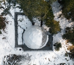 Купол двухуровневый с видом на озеро и закат в Fusion Inn