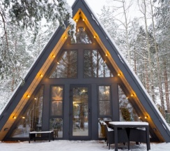 №3 A-Frame 60m2 с купелью (оснащение дома, стоимость купели и бани см. Подробнее) в Les holidays