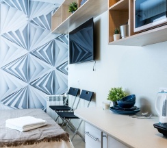 1-комнатные апартаменты эконом с 1 двуспальной кроватью (без окна) в Prim Rooms Apt Apartments (Прим Румс Апт Апартментс)