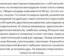 Двухкомнатные апартаменты с кухней (мансардный 4 этаж) в Парадейсон