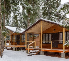 Двухместное шале с красивым видом из окна двуспальная кровать в Forest house resort