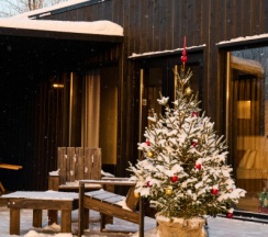 Лодж 3 с теплой купелью на террасе и видом на залив в Vyborg Bay