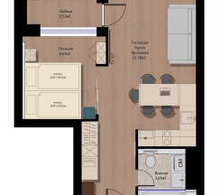 Апартаменты с гостиной и спальней в ЖК "Savin House" в Sibgat Apartments
