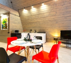 №8 A-Frame 100m2 с купелью и баней(оснащение дома, стоимость купели и бани см. Подробнее) в Les holidays