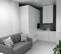 1-комнатные апартаменты с 1 двуспальной кроватью, 28.8 м², цокольный этаж в Апартаменты на Ветеранов